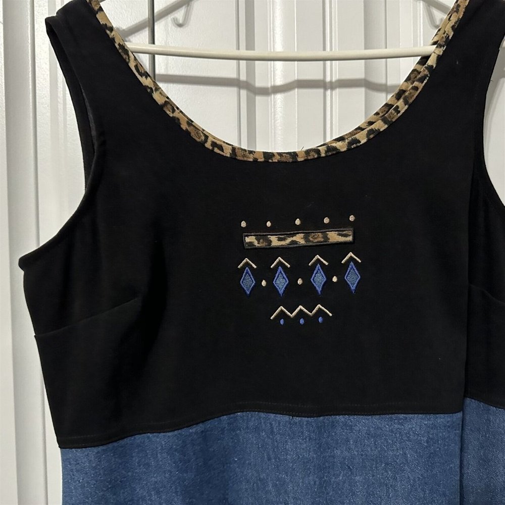 City Girl Nancy Bolen Long Midi Dress Jean Skirt Southwest Western Size 8 USA - Picture 3 of 7